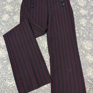 🎁🎁 LOFT Navy and Red Striped Trousers NWOT